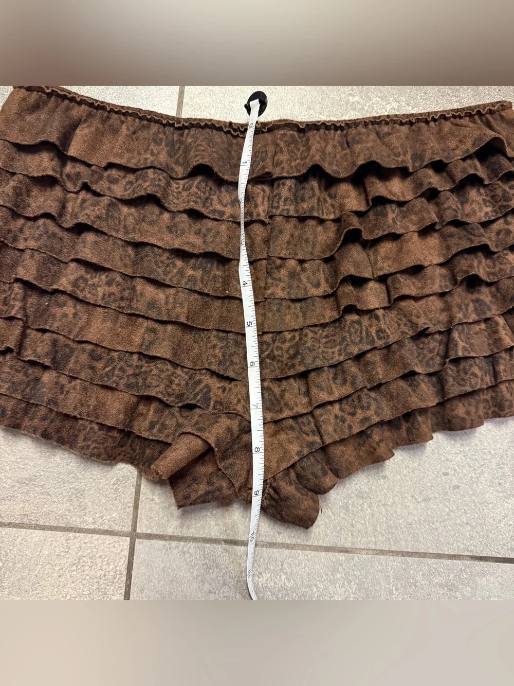 Windsor Untamed Layers Suede Ruffle Shorts Leopard Animal Print Brown Small S - Picture 7 of 8